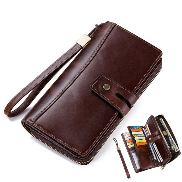 Leather Long Clutch Wallet- M1266 | 2 Styles